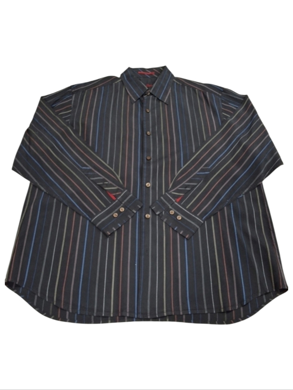 Tommy Bahama~Coastal~100%Silk~Black Patriotic~Striped Button Down ~Size XL